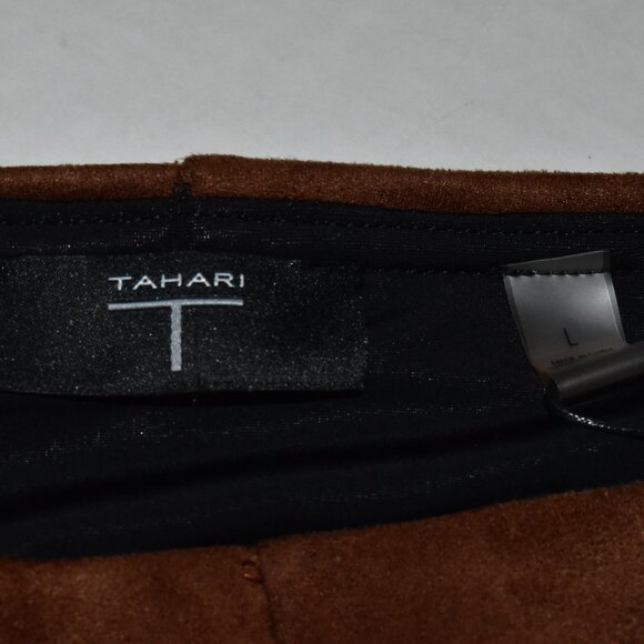 T Tahari Faux Leather Suede Pull on Tummy Control Fall Pants Size M - Picture 4 of 10